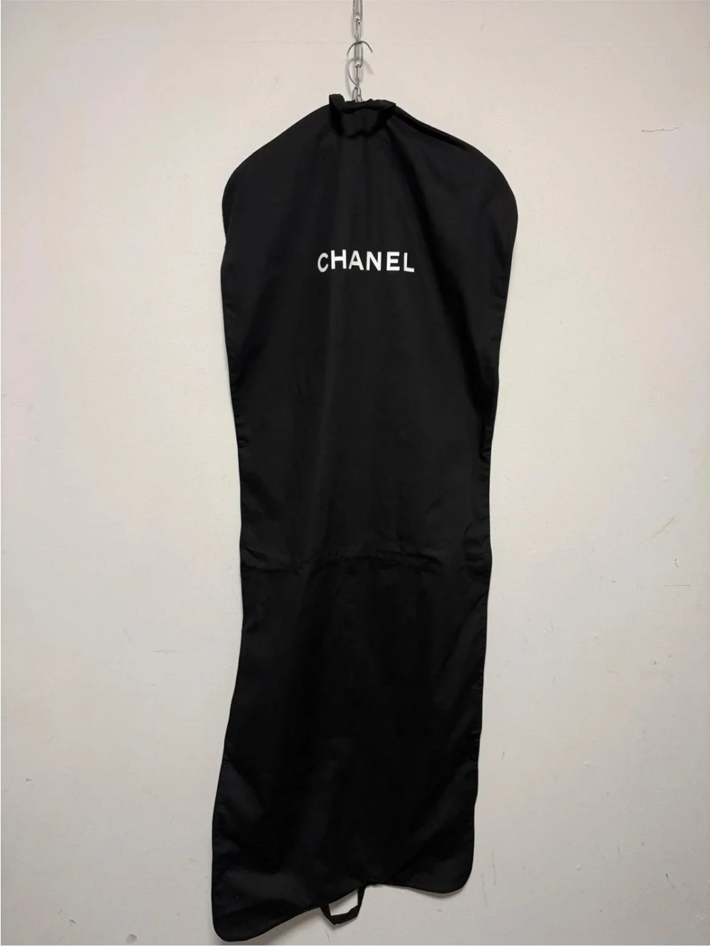 CHANEL Black Men’s Garment Travel Bag with White Logo